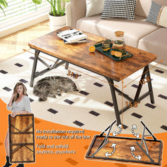 QUERNA folded flat demonstrating compact storage and portability