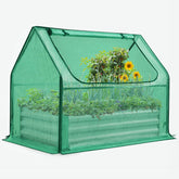 Quictent front view of raised garden bed and greenhouse cover showing protection