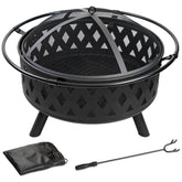 Quilushey fire pit front view showing full bowl and stable base for durable heating