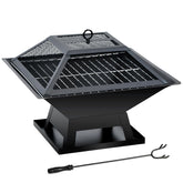 Quilushey front view of square fire pit showing compact design and stability