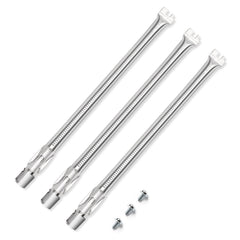 QuliMetal front view of three replacement burner tubes showing fit and bolts benefits durability