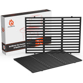 QuliMetal front view of two cast iron grates showing fit and finish benefit improved heat