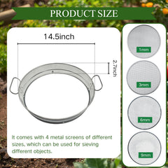 QUTIING sifter closeup 1mm mesh showing fine filtration for potting mix