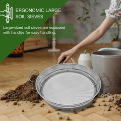 QUTIING sifter in use above a wheelbarrow speeds soil separation on site
