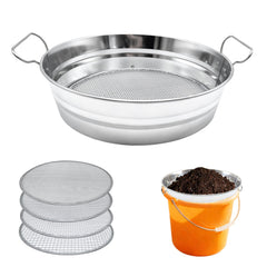 QUTIING front view of soil sifter showing stable frame and handles for fast use