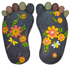 QZSDBWHCB front view of footprint stone showing decorative shape and safe step