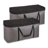 Rachmi front view of two storage bags showing size and capacity