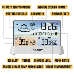 Raddy DT6 color display readable in low light for fast nighttime reference