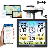 Raddy console front display showing weather metrics, quick readable overview