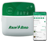 Rain Bird ARC6 front panel showing buttons and clear display for easy control