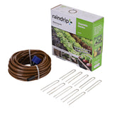 Raindrip R567DT front packaging showing kit components and easy setup benefit