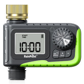 RAINPOINT front view showing brass inlet and controller, durable outdoor benefit