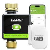 RAINPOINT front view of WiFi water timer showing display and controls, reliable scheduling