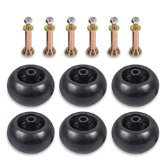 RANSOTO front view of six deck wheels showing kit and labels, durable replacement
