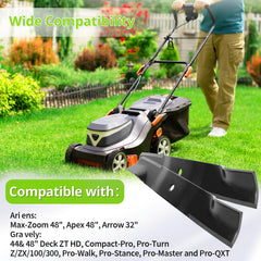 ranwin blades mounted on a 48 inch deck demonstrating improved lift and even discharge