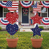 RattanView front display showing six patriotic yard signs for easy styling