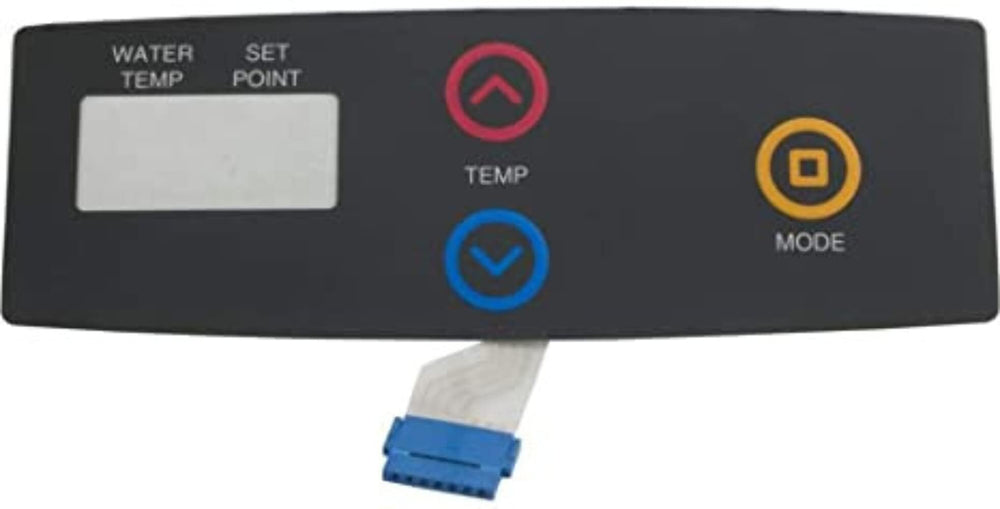 Raypak touchpad front panel showing controls and quick restoration benefit