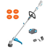 RB 17-inch trimmer front view showing wide cutting swath and balanced design for faster work