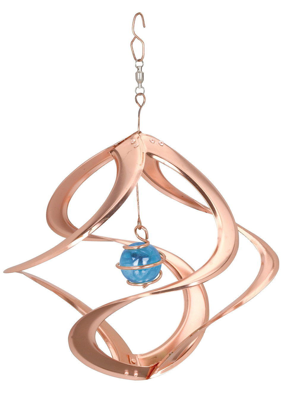 RCS Gifts Cosmix front view showing copper helix and blue planet, adds kinetic art