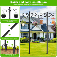 RCUICA double-arm hook top holding two items for balanced garden display