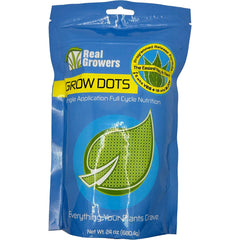Real Growers front label showing product and benefits for dependable feeding
