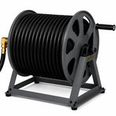 Real Hose Storage front view in graphite showing compact heavy-duty reel benefit