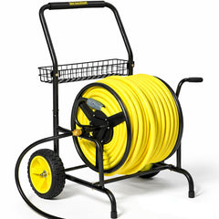 Real Hose Storage front view reel cart showing sturdy frame and rust-proof finish for durability