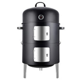 Realcook front view of vertical 17 inch steel smoker showing sturdy build and lid