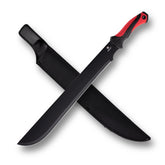 REAT machete front view showing full tang blade and red handle for reliable cutting