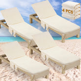 Redbaker front view of beige lounger cover showing full-length protection and neat fit
