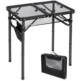 REDCAMP front view of folded grill table showing compact pack and portability