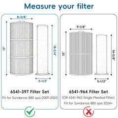 REEPLAR dimensions chart comparing 19-inch filter to 15.5-inch alternative
