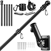 REERON 6ft flag pole full view showing sturdy black finish and length benefit