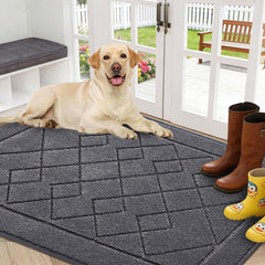REFETONE front view of grey entry mat showing full fit and clean entrance benefit