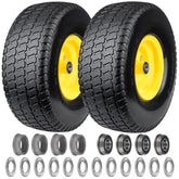 Refitial front packaging assembly showing complete 15x6.00-6 wheel benefit flat-free