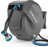 Relhost front-facing wall-mounted reel showing neat storage and easy access