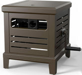 Relhost front view of metal deck box showing tidy hose storage and protection