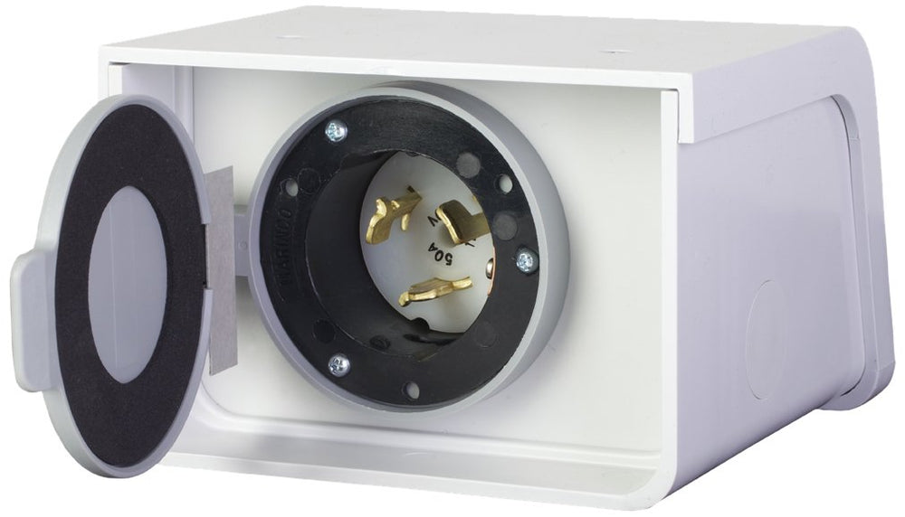 Reliance Controls PBN50 front inlet showing cover and weatherproof benefit
