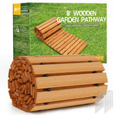 RELIANCER front view of full 8-foot cedar pathway showing natural finish and coverage