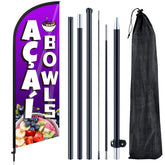 Remagr front view of full 7 ft acai bowls feather flag increases roadside visibility