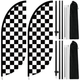 Remagr front view of black and white checkered swooper flag shows bold visibility
