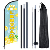 Remagr front view feather flag showing bold lemonade branding and strong curb appeal