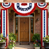Remagr front view porch display showing two 72-inch banners and fan flags enhancing curb appeal