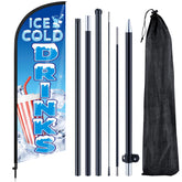 Remagr ice cold drinks flag front view showing bright graphic and readable text for visibility