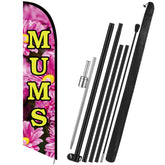 Remagr front view of chrysanthemum flag showing clear branding and instant attraction