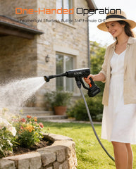 Rendoo in use washing car demonstrating cordless mobility benefit