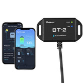 Renogy BT-2 front view showing compact module and LED status, easy wireless monitoring