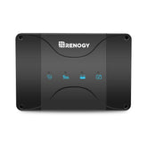 Renogy front panel showing display and status lights, clear controls for easier setup