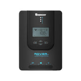 Renogy Rover front panel LCD showing live voltage and current readouts for easy monitoring
