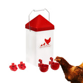 RentACoop front view of 1 gallon waterer showing compact design and clean access